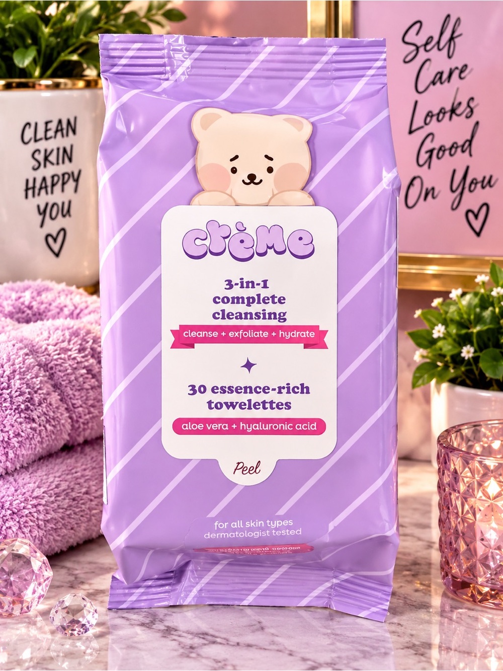 The Crème Shop 3-in-1 Complete Cleansing Towelettes - 2 Pack